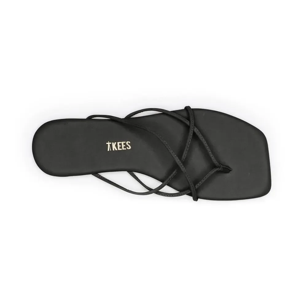 TKEES® SQUARE TOE ELLE FLAT SANDALS FOR WOMEN OPEN SILHOUETTE BLACK 11 B  MEDIUM